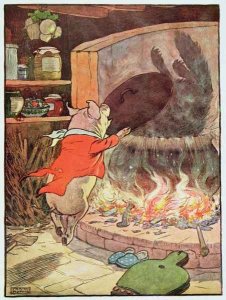 'She turned them out of the home-sty to find their own living', illustration from 'The Three Little Pigs'