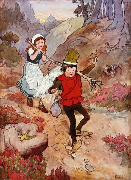 Jack and Jill, illustration from 'The Beautiful Book of Nursery Rhymes, Stories and Pictures'