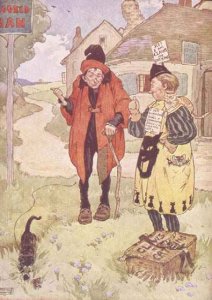 'If you please, Sir', said he, 'will you give me that straw to build a house with', illustration from 'The Three Little Pigs'