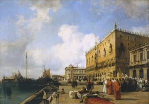 Venice   Ducal Palace With A Religious Procession