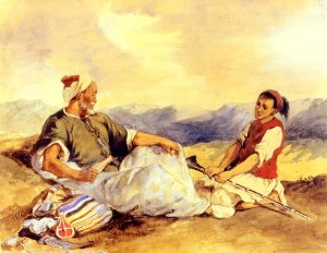 Two Moroccans Seated In The Countryside