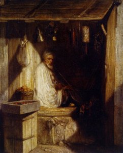 Turkish Merchant Smoking in His Shop 1844