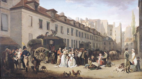 The Arrival of a Stagecoach at the Terminus, rue Notre-Dame-des-Victoires, Paris, 1803