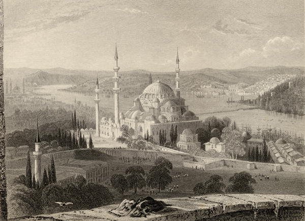 Mosque and Tomb of Sulieman, from the Seraskier's Tower, Istanbul, Turkey