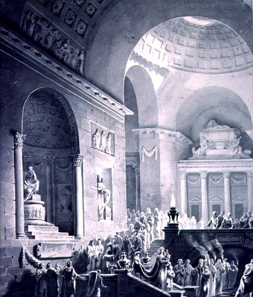 Scene in a Classical Temple- Funeral Procession of a Warrior