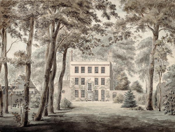 A Gardener working in the grounds of an elegant country house 1788