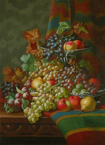 Still Life with Grapes on a Ledge