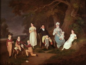 Group portrait of a Squire, his Wife and Children on the Edge of the New Forest, 1817