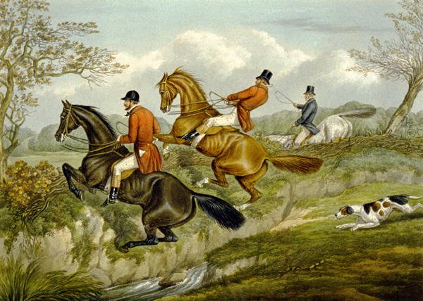 Scrambling Over a Hedge, plate from 'The Right and The Wrong Sort', in Fores Hunting Sketches 1859