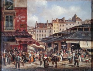 View of the Market at Les Halles, c. 1828