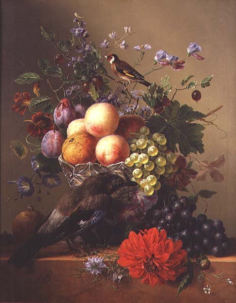 Still life with fruit and flowers