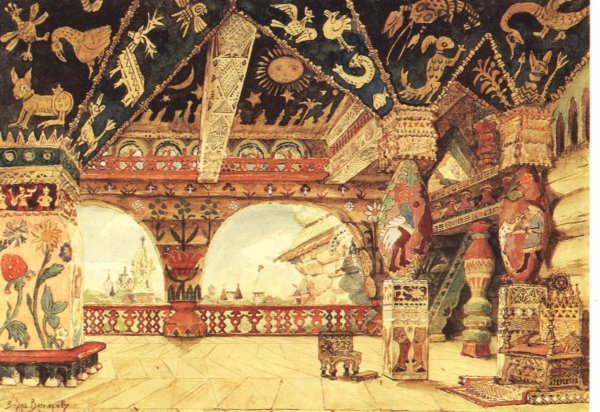 Stage design for Nikolai Rimsky-Korsakov's opera 'The Snow Maiden', 1883