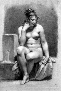 Seated Female Nude by a Fountain