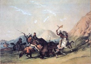 Native Americans killing a bear