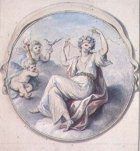 Venus binding her hair with a garland, attended by Cupids