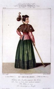 Mademoiselle Desmares in the role of a Pilgrim, plate 88 from 'Theatrical Gallery', 1812-34