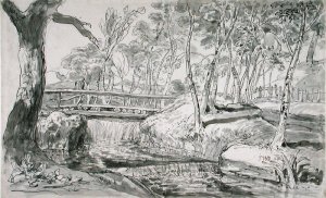 River Landscape with Waterfall