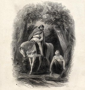 King Cormac (d.1138) and the Fair Eithne, engraved by J.Rogers, from The History of Ireland by T.Wright, 1855