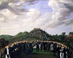 King Carl XIV Johan (1763-1844) of Sweden Visiting the Mounds at Old Uppsala in 1834, 1836