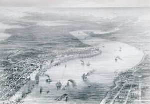 Bird's-Eye View of New Orleans, from The History of the United States, Vol. II, by Charles Mackay, engraved by W. Ridgeway, c.1830