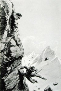 The Accident on Sefton, from Scrambles Amongst the Alps by Edward Whymper, published 1871