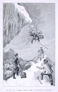 We Saw a Toe - It Seemed to Belong to Moore - We Saw Reynaud A Flying Body', from 'The Ascent of the Matterhorn by Edward Whymper, published 1860s-80s