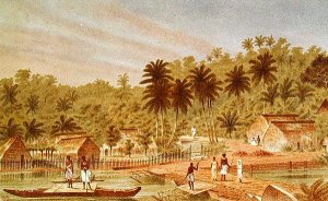 Village of Ngaloa, Kandan, Fiji, from At Anchor by J.J. Wild