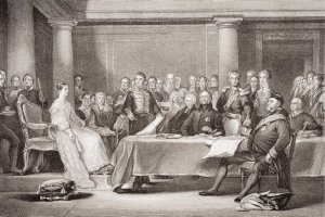 Queen Victoria's first Council, Kensington Palace, 21 June 1837, from llustrations of English and Scottish History Volume II