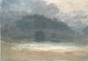 Evening Landscape with Castle and Bridge in Yorkshire, c.1798-99