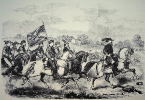 J.E.B. Stuart leading his men on the famous four day ride through enemy territory in June 1862