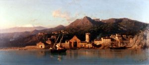 View of Taormina, Sicily, with Mount Etna in the background, 1868