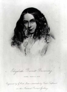 Portrait of Elizabeth Barrett Browning 1806-61 in 1859, engraved by G. Cook