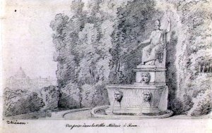 View of a Fountain in the Garden of the Villa Medici, Rome, c.1815-20