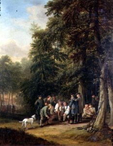 The Kill at a Foxhunt Attended by an Artist Sketching, 1770