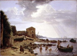 The Beach at Sorrento with a View of the Island of Capri