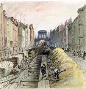 Fleet Street with the New Common Sewer under Construction, 1845