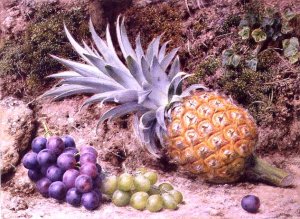 A Pineapple and Bunches of Grapes on a Mossy Bank, 1879