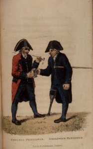 A Chelsea Pensioner and a Greenwich Pensioner from Ackermanns World in Miniature