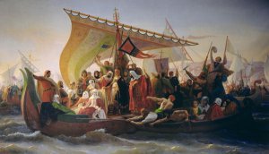 The Crossing of the Bosphorus by Godfrey of Bouillon c.1060-1100 and his Brother, Baldwin, in 1097, 1854