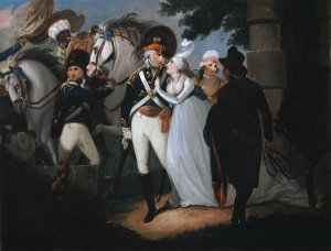 An officer of Light Dragoons taking leave of his wife, c.1795