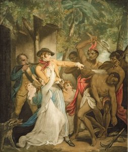 The Settling Family Attacked by Savages, engraved by George Keating 1762-1842