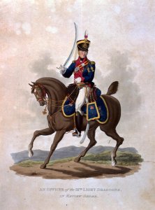 An Officer of the 9th Light Dragoons in Review Order, from Costumes of the Army of the British Empire, according to the last regulations 1812, engraved by J.C. Stadler, published by Colnaghi and Co. 1812-15