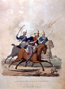 Light Dragoons serving the East Indies, from Costumes of the Army of the British Empire, according to the last regulations 1812, engraved by J.C. Stadler, published by Colnaghi and Co. 1812-15