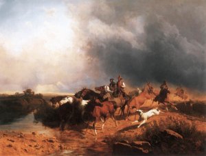 Italian Landscape with Galoping Horses 1871