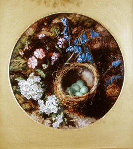 A Still Life with Birds Nest, Blossom and Bluebells