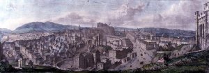 View from the Top of the Calton Hill by Nelsons Monument Looking West, engraved by William Westall 1781-1850 and printed by Charles Joseph Hullmandel 1789-1850 1828