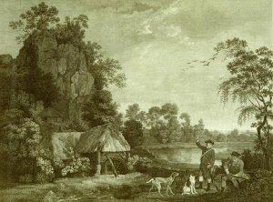 Two Gentlemen Going a Shooting, with a View of Creswell Crags, Taken on the Spot, Plate 1