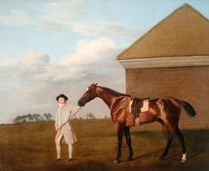 Firetail with his Trainer by the Rubbing-down House on Newmarket Heath, 1773