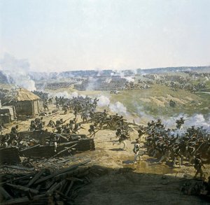 Russian artillery in position, detail from the Battle of Borodino in 1812