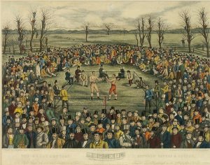 The Great Contest between Sayers and Heenan for 200 Pounds a side, engraved by J. R. Mackrell and J.B. Rowbotham